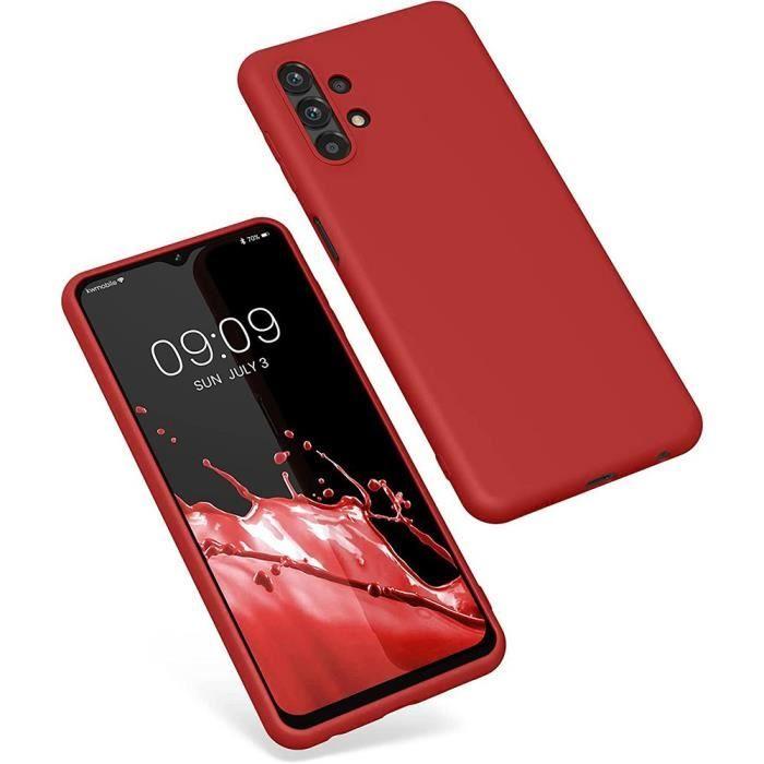 Coque Silicone - BOOLING - pour Samsung A13 4G - Rouge - Anti-choc - Souple - avec 2 Verres Trempés