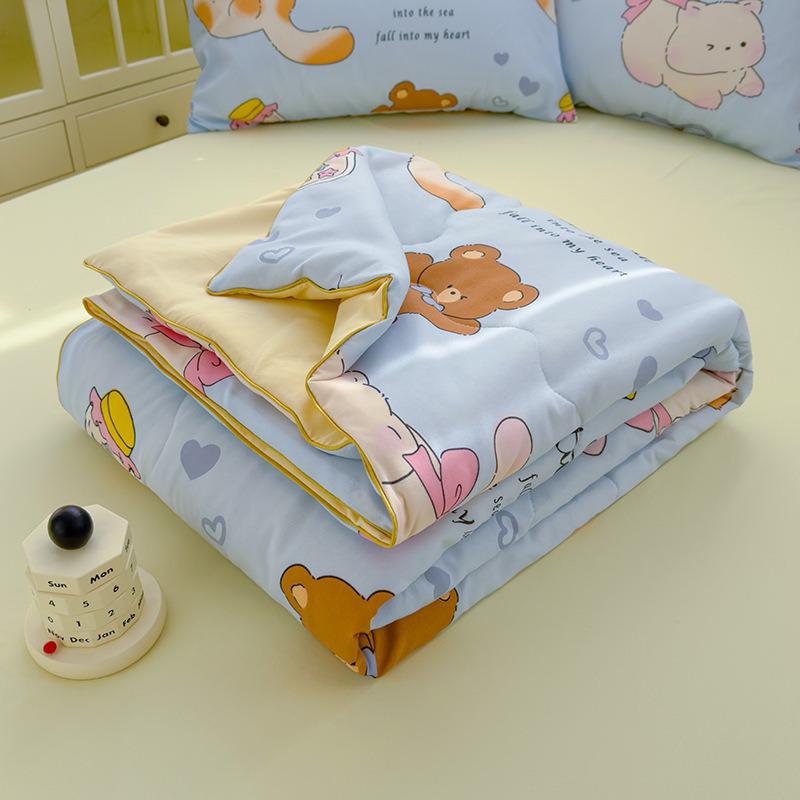 Class A Washed Cotton Soybean Fiber Gauze Quilt - Double Layer Summer Cool, Machine Washable