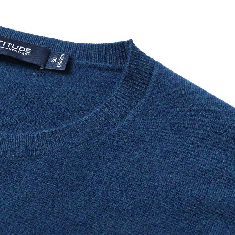 MONTAGUT Men's Embroidered Crew Neck Thick Knit Sweater