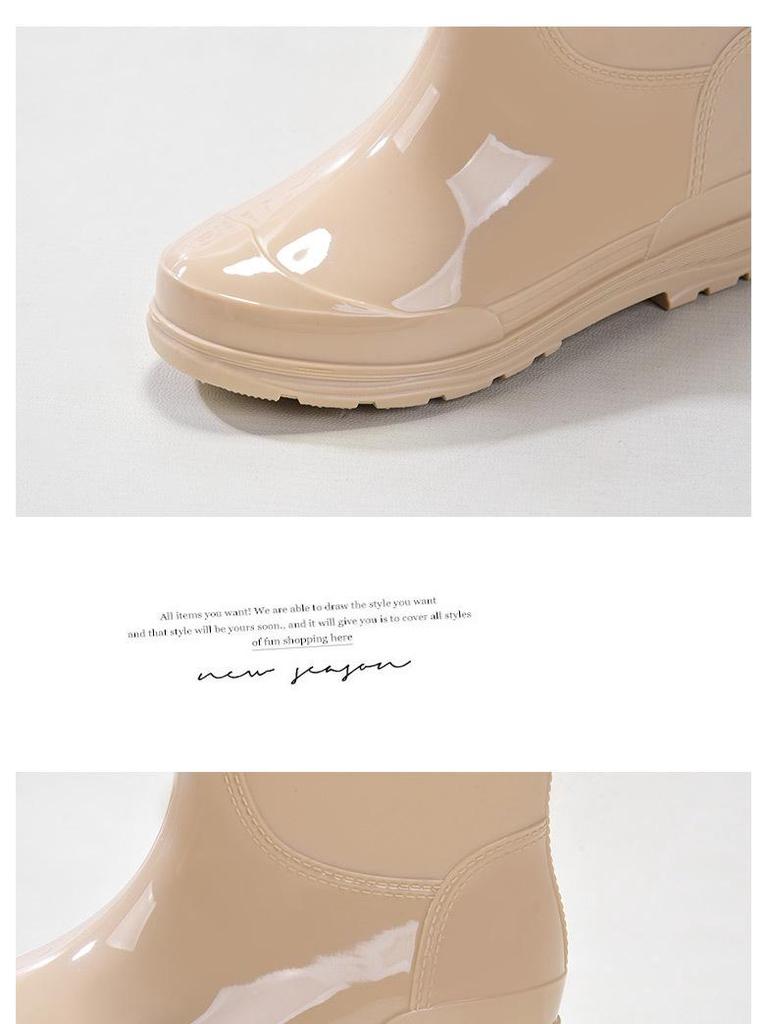 Women's Waterproof Thick-Soled Mid-Calf Rain Boots - Non-Slip, Wear-Resistant, Warm Rubber Shoes for Work and Wading.