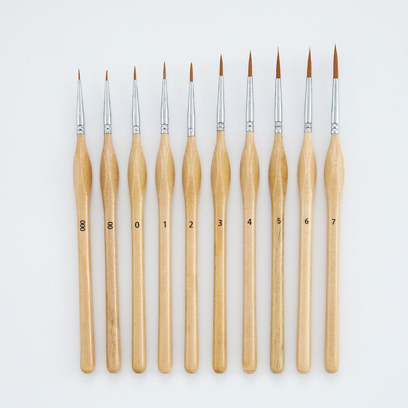

Triangular Weasel Hair Brush Set: Wooden Rod Outlining & Line Drawing for Watercolor and Oil Painting. Natural Wood