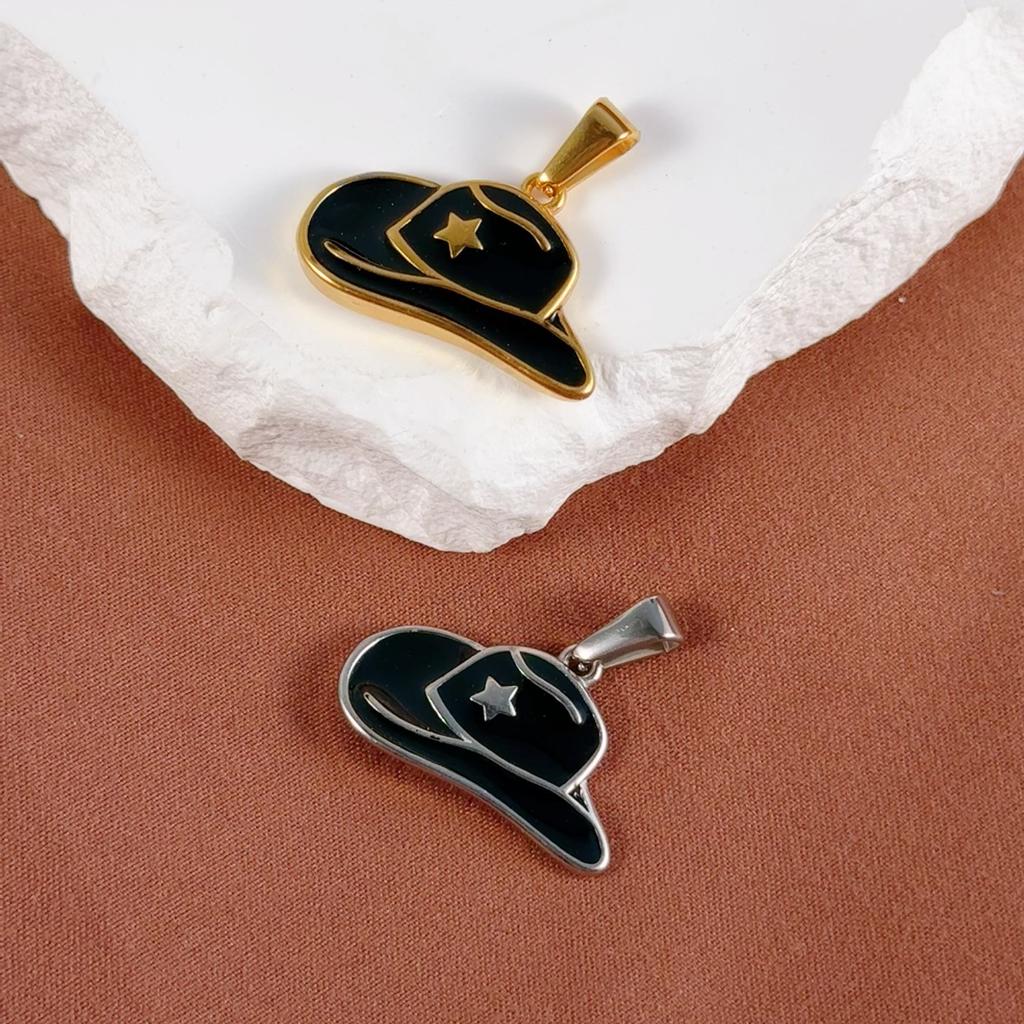 Waterproof Streetwear Enamel Cowboy Boot Pendant 18k Gold Plated Stainless Steel Charms For Diy Jewelry Accessories