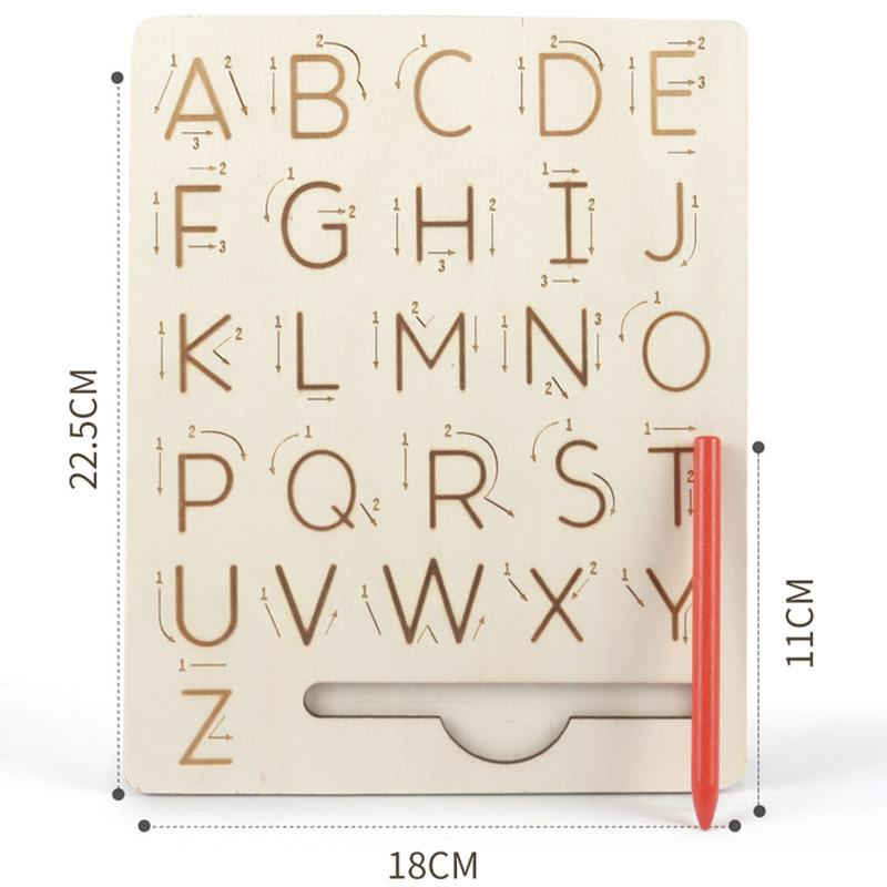 Children's Wooden Educational Toys Montessori Early Learning Word Spelling Letter Groove Practice Board Pen Control Training