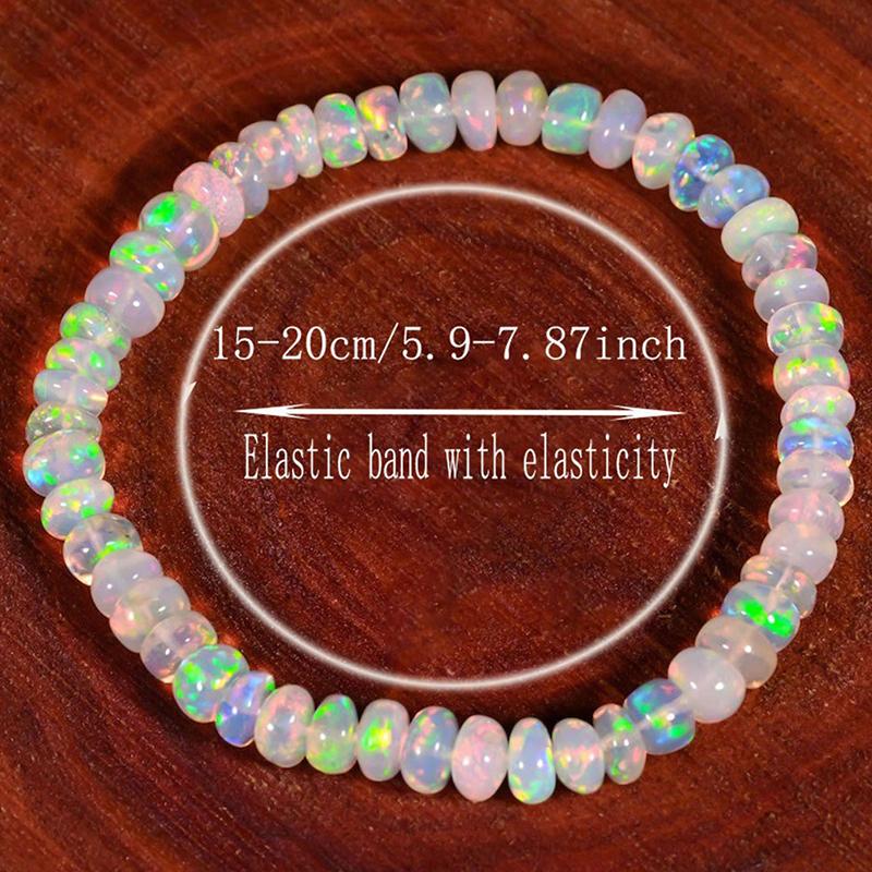 Pulsera de Ópalo Natural Para Mujeres Cuerda Elástica Extensible Joyería de Cristal Curativo Ayuda a Mantener el Equilibrio Emocional
