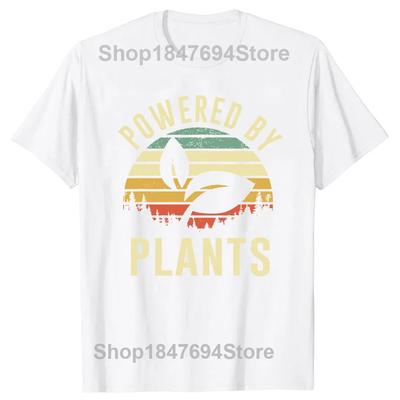 Funny Vintage Powered Plants Vegetarian By Vegan Diet T Shirts Summer Graphic Cotton Birthday Gifts T-shirt Mens Clothing#Color