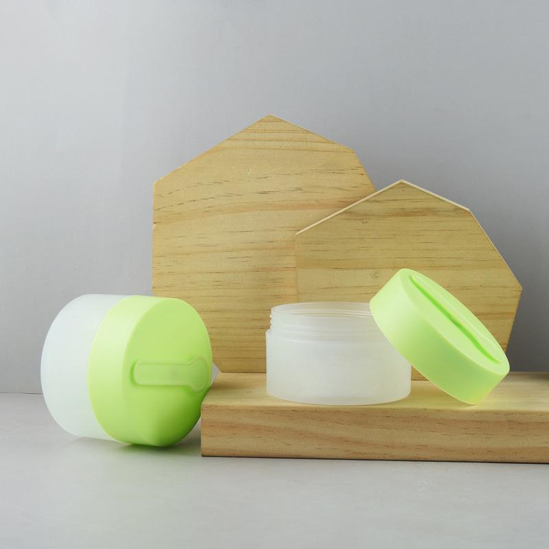100G Empty Face Cream Jar With Magnetic Spoon Frosted Plastic Lotion Bottle Mask Jar Cosmetic Packaging Container