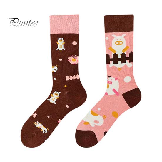

1 пара зимних носков с рисунком из мультфильмов, асимметричные носки с принтом животных, носки средней длины для голени, спортивные носки для дома, эластичная обувь для ходьбы, бега трусцой One Size Little Pig
