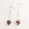 Natural Black Rhodonite 925 Silver Anniversary Gift Dangling Earrings Jewelry EE-136-26