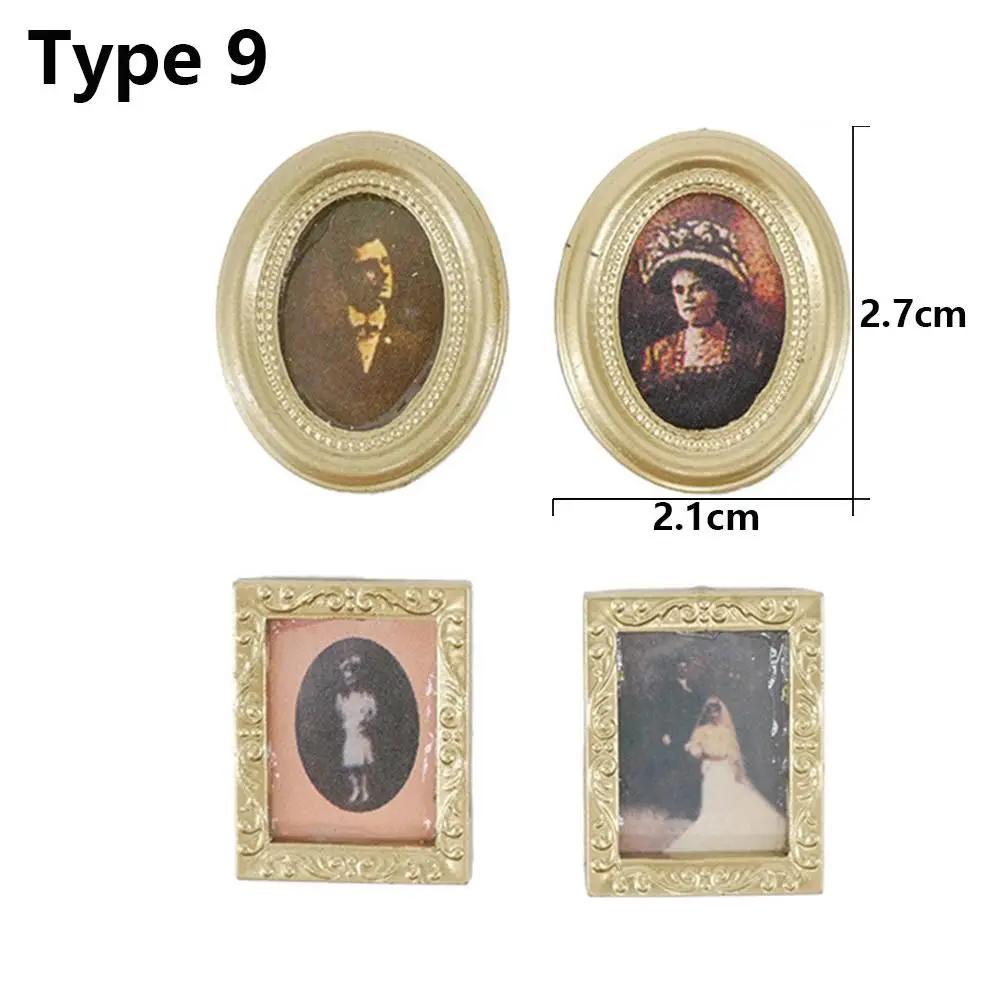 1:12 Scale Dollhouse Miniature Oil Painting Vintage Character Landscape Picture Mini Photo Frame Dollhouse Wall Mural Ornaments