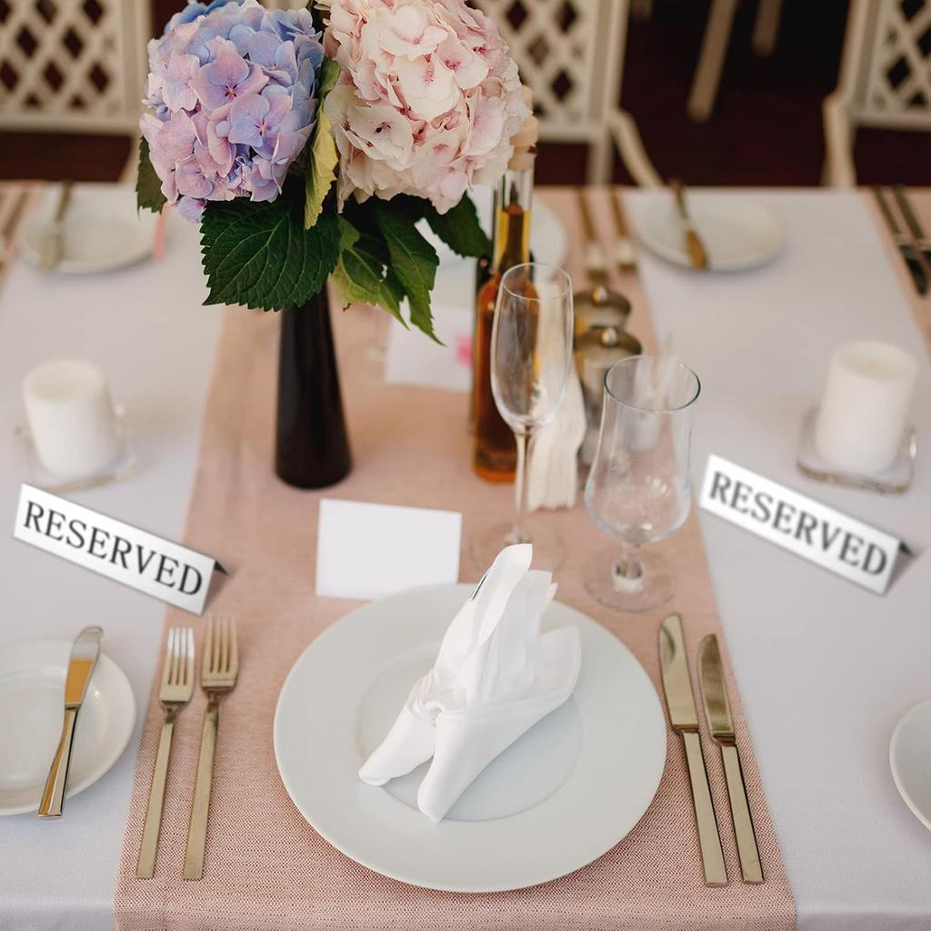 Peryiter 12 Pcs Table Top Reserved Sign Metal Reserved Table Tent Signs Double Sided Guest Reservation Seat Indicators for Wedding Restaurant Family
