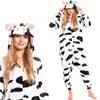 Damen Schlafanzug Overall Kigurumi Onesie Kuh weiß-schwarz 155-165 cm m