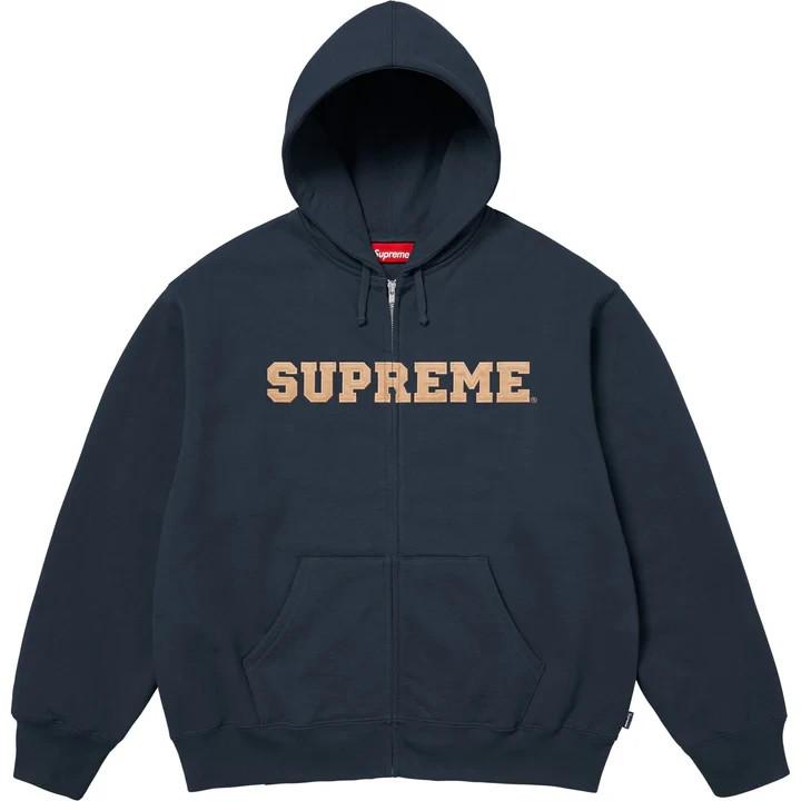 Supreme Collegiate Applique Zip Up Hooded Sweatshirt Navy