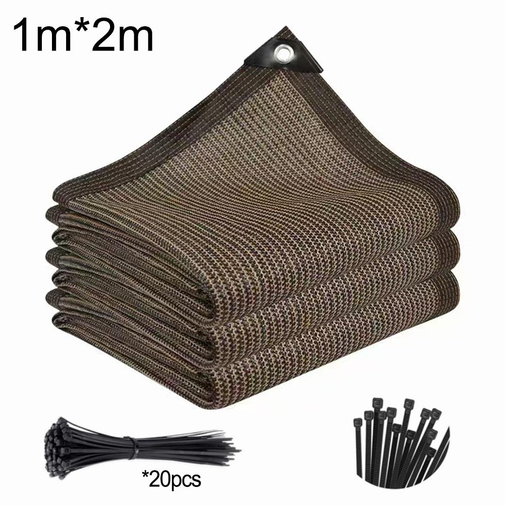 Brown Shade Net for Outdoor Balcony Garden UV Protection Water Drainage Reinforced Corners 1.2m 1.6m 1.5x5m with Ties