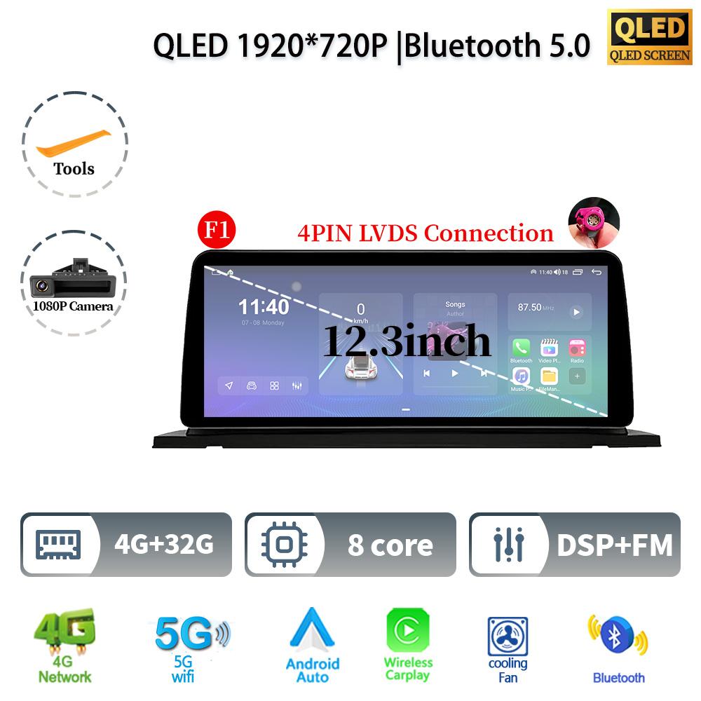 12.3" For BMW 5 Series F07 GT 2011-2017 Android 14 Car Radio Multimedia Stereo 4G GPS Navigation WIFI Wireless BT CarPlay Screen