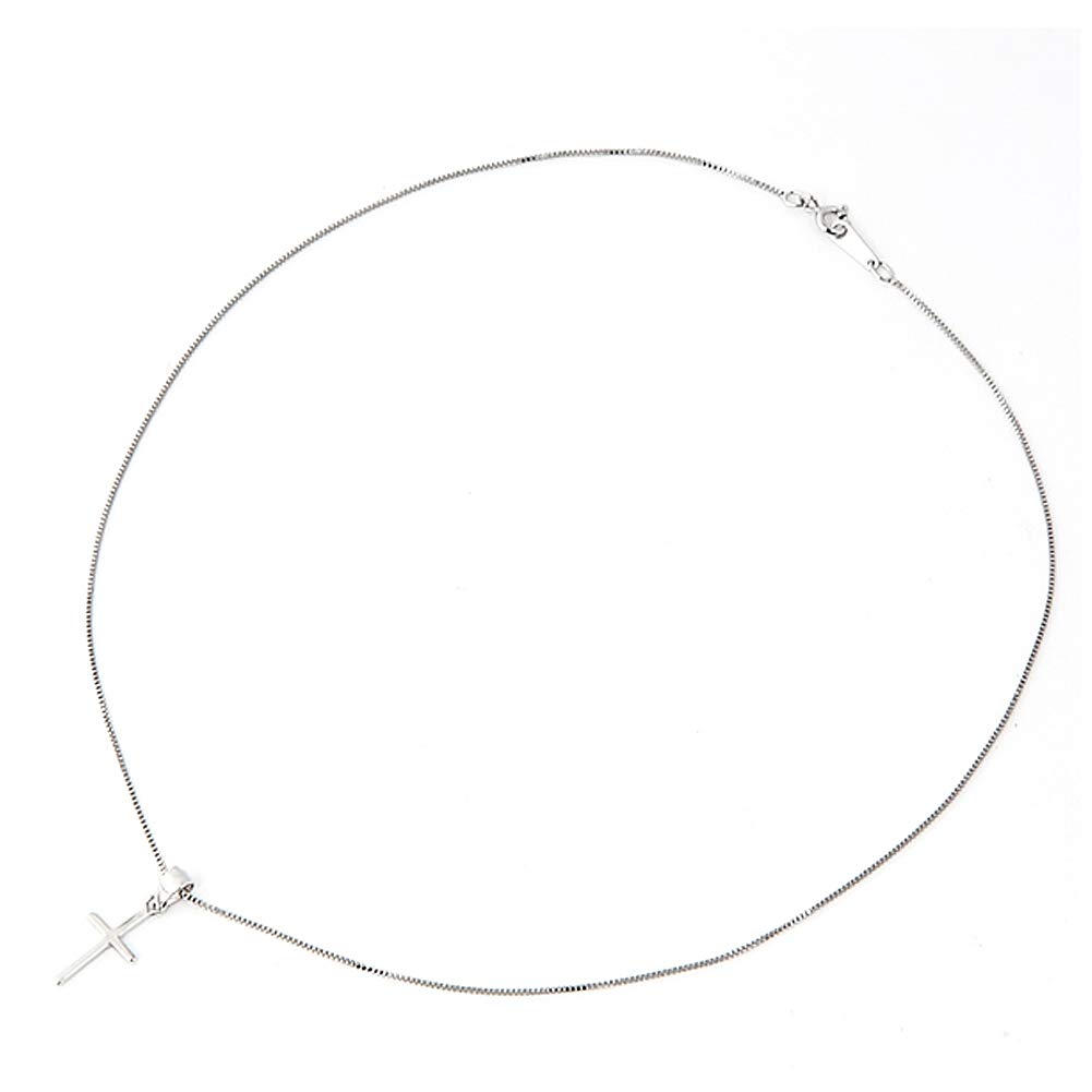 Colier venețian din argint 925, cruce metalică placată cu rodiu, sv04, cruce de 45 cm [Bijuterii M] Bărbați Femei