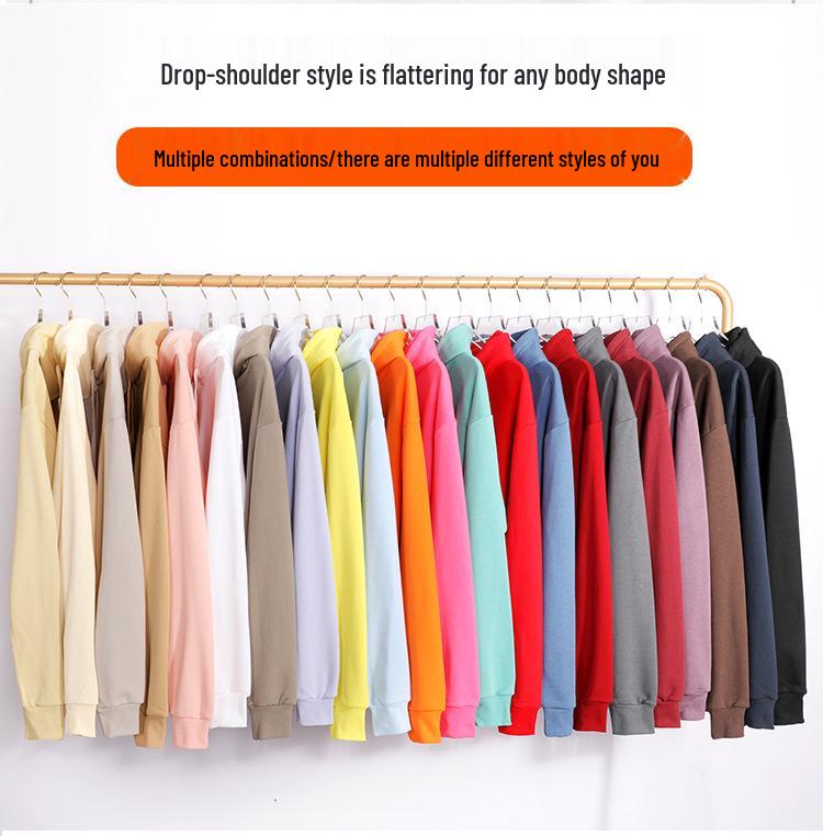 Unisex Heavy-Duty 380g Hoodie, Drop-Shoulder, Loose Fit, Solid Color Cotton, Ideal for Autumn/Winter Sports, Available In Stock. 