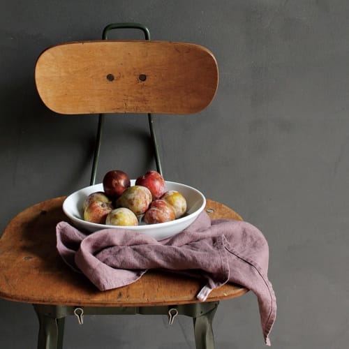 Set of 2 (Lino e Lina Manon linen kitchen cloth in vintage mauve, K351, and gift bag with ribbon)