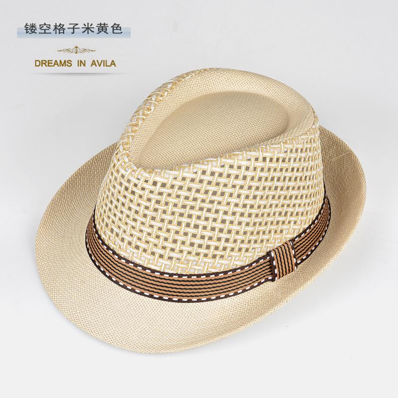 Summer straw hat elderly beach sun hat casual wind men and women sun protection breathable jazz hat