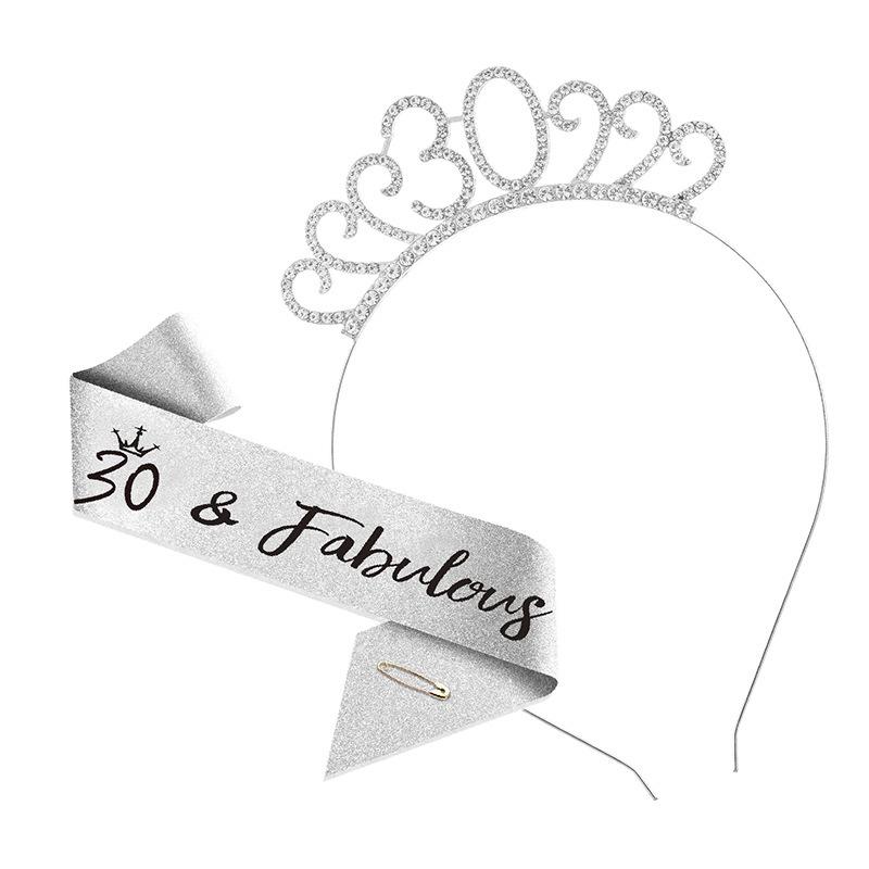 Cross-Border Digital Birthday Crown Set: Headdress, Party Shoulder Strap & Etiquette Belt Photo Prop for Girls