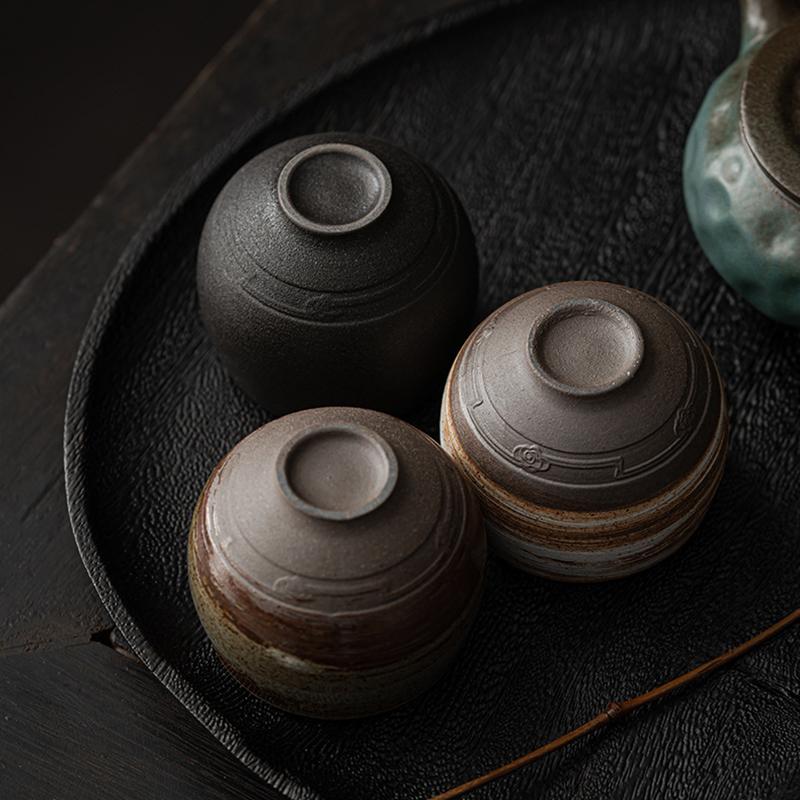 Cani de ceai artizanale din ceramică grosieră în stil japonez, seturi de ceai Gongfu, căni mici simple, căni de ceai în stil antic pentru o servire liniștită