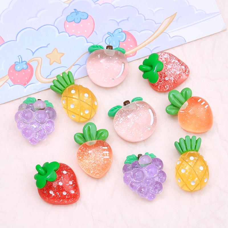 Crystal Grapefruit Cartoon Resin Croc Charms, DIY Jewelry, and Hair Clip Accessories