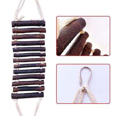 Wooden Bird Ladder Bridge Naturals Rope Ladder Bird Toy 13 Steps Parrot Ladder 19.7inch Swing Bridge Bird Cage
