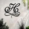Monogram H Letter Metal Wall Art Cursive Iron Design Outdoor Indoor Decor