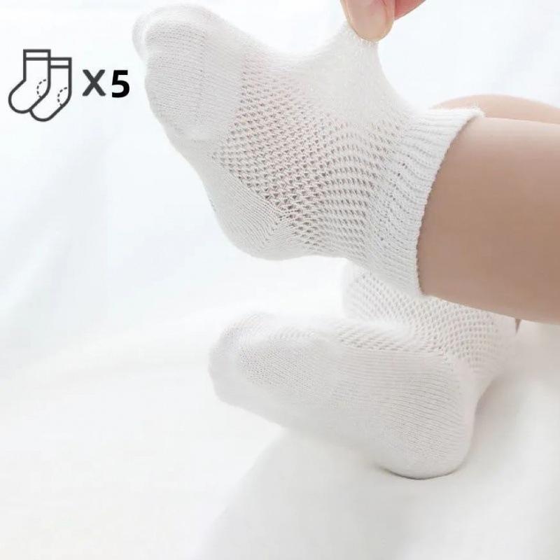 5 Pairs/Set White Mesh Socks for Baby Simple Breathable Soft Cotton Infant Short Sock Summer Kids Casual Sport Socks Calcetines