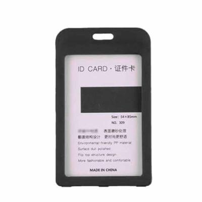 10PCS Clear ID Card Holders Plastic Rounded Corners Frosted Surface Removable Lanyard Black Edges