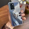 Luxury Bling Rhinestone Heart Ring Bracket Clear Phone Case for OPPO Reno6 Z 5G Stand Cover