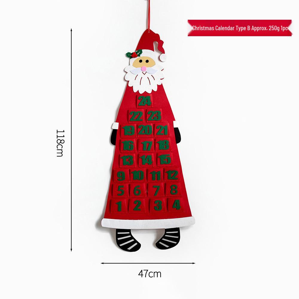 Felt Christmas Tree Ornaments Set: Non-woven Santa Claus & Snowman with Glass Door Decorations.