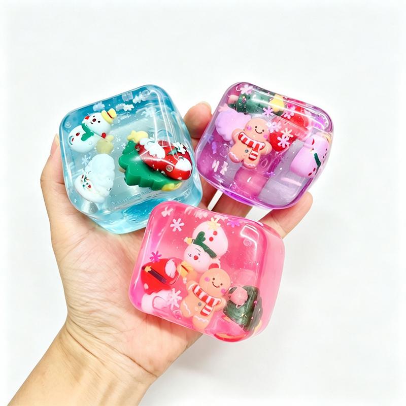 Christmas Santa Claus Reindeer Squishy Toy Maltose Filled Ice Cube Stress Relief Ball Toys Slow Rebound Ensory Relief Gift Toy