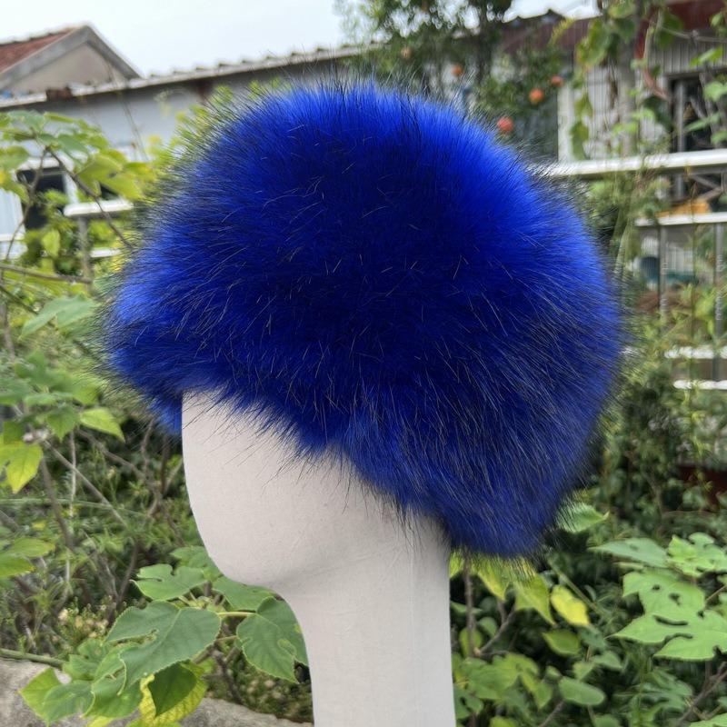 Unisex Thick Fur Dome Cap Retro Warm Flat Top Hat Outdoor Winter Accessories