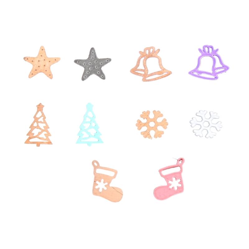 Celebrate Christmas Golden Nail Sequins Paillette 3D Metal Nail Art Charms Decoration Snowflake X'mas Boots Trees Pack