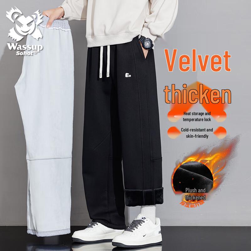 

Wassup Sohot Men s Winter Drawstring Straight-Leg Sweatpants M