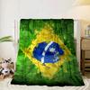 Brazilian Flag Artwork Blanket Flannel Blanket for Bed, Sofa, Camping, Hiking, Picnic Essentials, Gift for Family Fan Gifts
