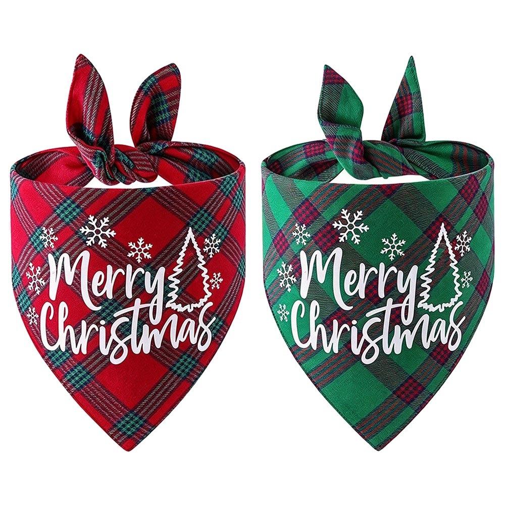 2pcs Christmas Theme Pet Neck Scarf Adjustable Santa Elf Bandana New Dog Bandanas For Cats Dogs