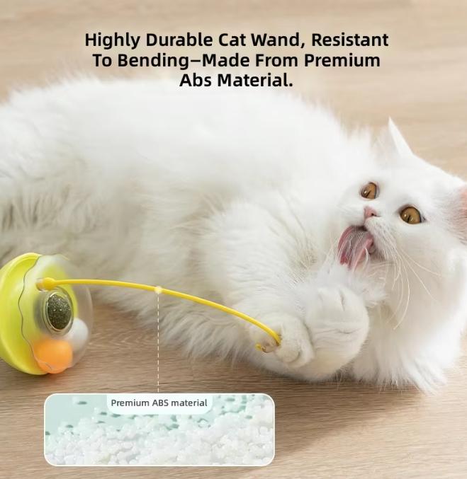 Self Play Tumbler Cat Toy, Feather Wand Catnip Rolling Ball Puzzle Design for Kitten Adult Cats Indoor Interactive Play