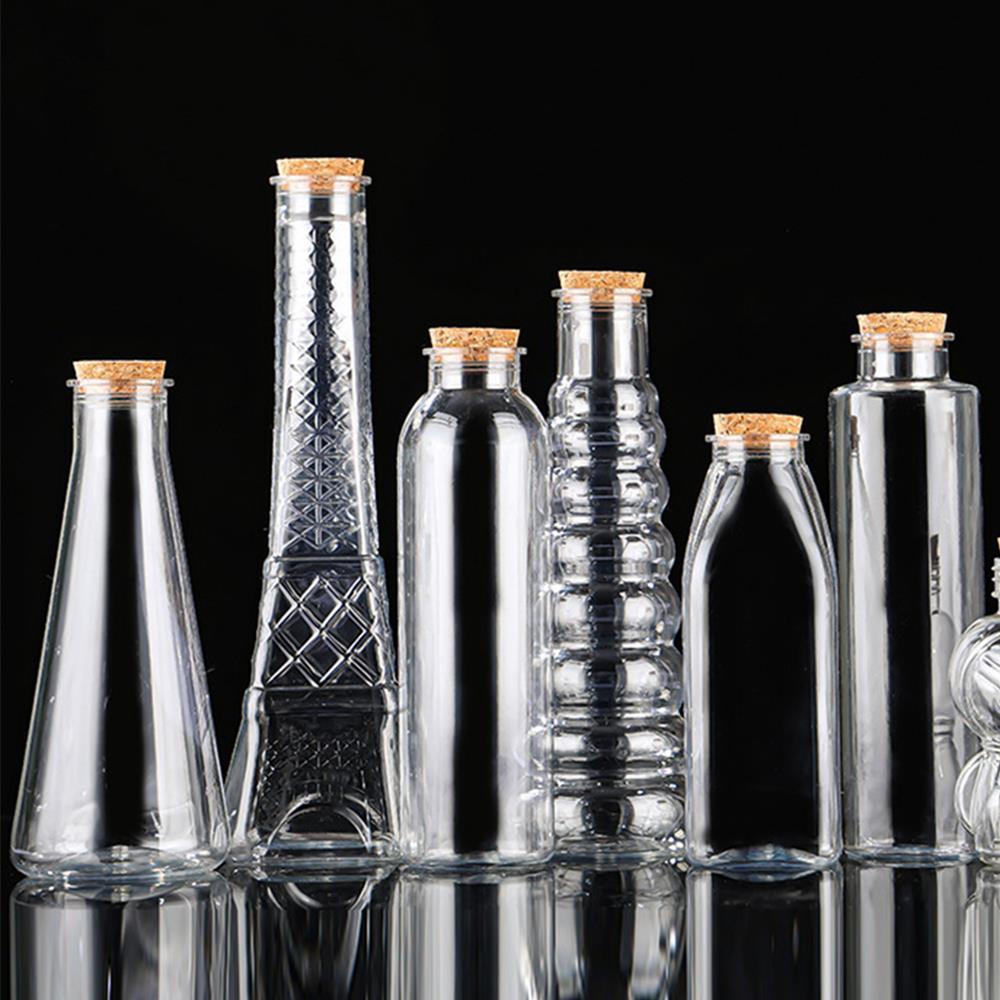 Transparente Plastikflasche Geschenk Wünschflasche Glückssternflasche Heimdekoration Flasche Aufbewahrungsglas Holzstöpsel Kreativ