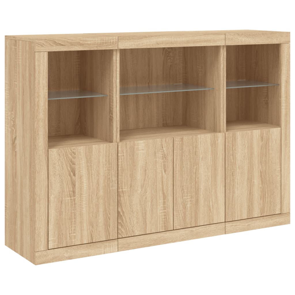 Sideboards with LED Lights 3 pcs Sonoma Oak Wood Based Material