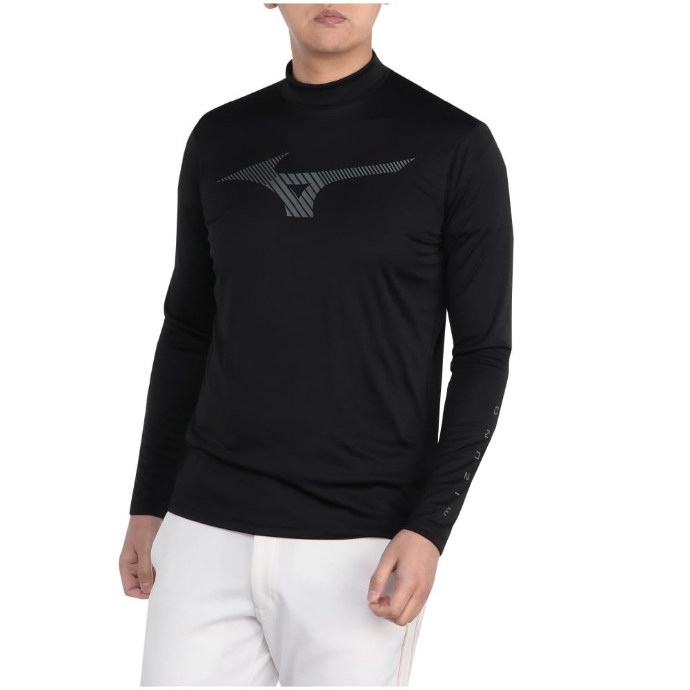 Golf Wear Layered Set Short Sleeve Half Zip Long Sleeve Mock Neck Quick Dry E2MHB501 Charcoal Gray X Black [Mizuno] UPF50+ Men's