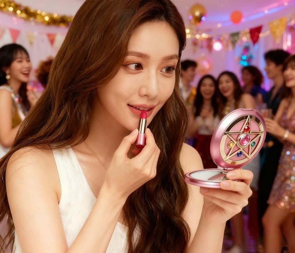 portable makeup mirror with a Sailor Moon crystal star Features a a compact and lightweight and a metal shell for easy Perfect for and Foldable,