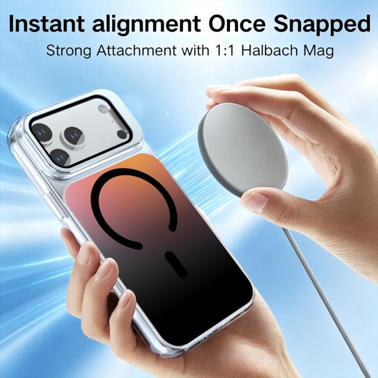Gradient Discolor Lens Protector Magnetic Phone Case With Kickstand For iPhone 18 Pro Max, Raised Edge Wireless Charging Anti-Scratch Protective Cover