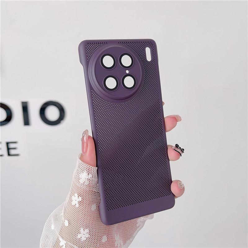 Frameless Heat Dissipation Case With Lens Film For Vivo X90 X90s X80 Pro Plus Breathable Cooling Grid Hard PC Cover Back Shell Protector