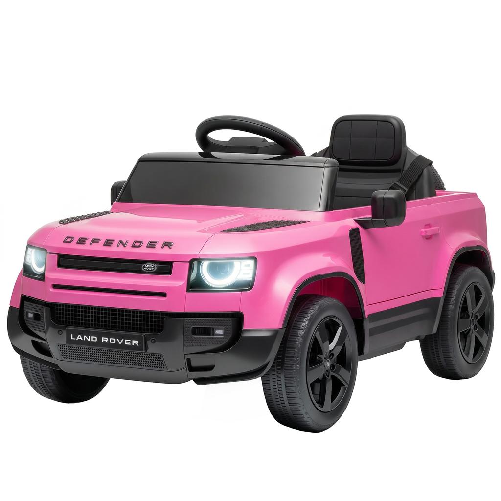 Land Rover Licensed 12V Kids Ride on Car with Remote, Suspension, Slow Start, 3 Speeds, Lights, Music, Horn, Pink
