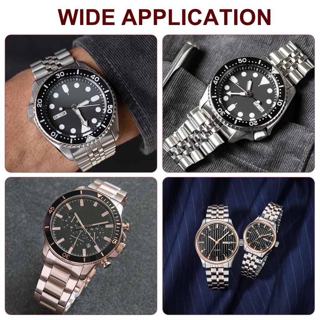 [uxcell] Stainless Steel 12mm Quick Release Metal Band, Hinged Clasp, High-Polished Finish, Replacement Watch Strap with Removal Tool, Men's &