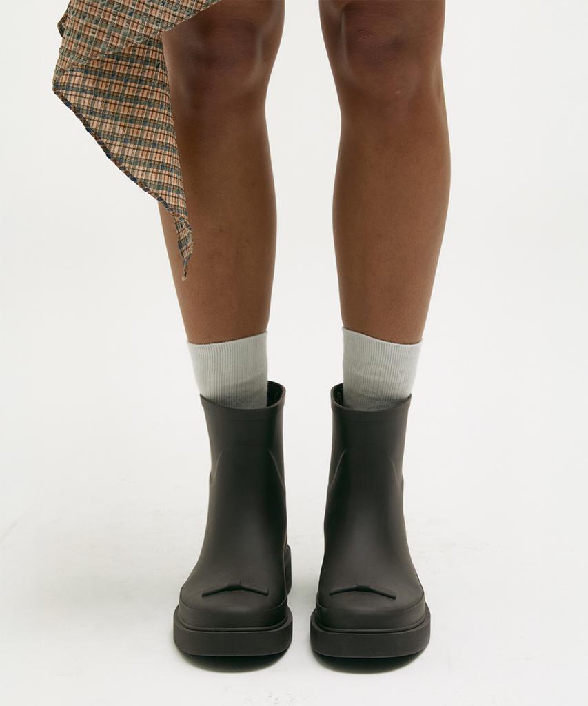 Margesherwood Ribbon Rubber Boots Short_Dark Brown