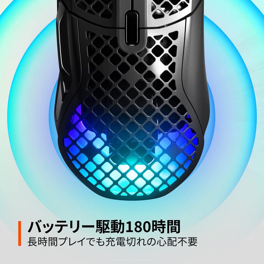 SteelSeries Aerox 5 Wireless Gaming 9 Fast and IP54 Fast TRUEMOVE AIR Black Mouse, Ultra-Lightweight, Buttons, Response, Water-Resistant Dustproof,