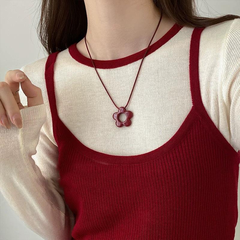 Simple Flower Pendant Necklace for Women, Versatile Collar Chain Necklaces