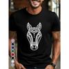European Sizes Men'S Graphic T-Shirt - Dark Grey/Black Tribal Horse Head Design - Soft Breathable Fabric for Everyday & Formal Wear